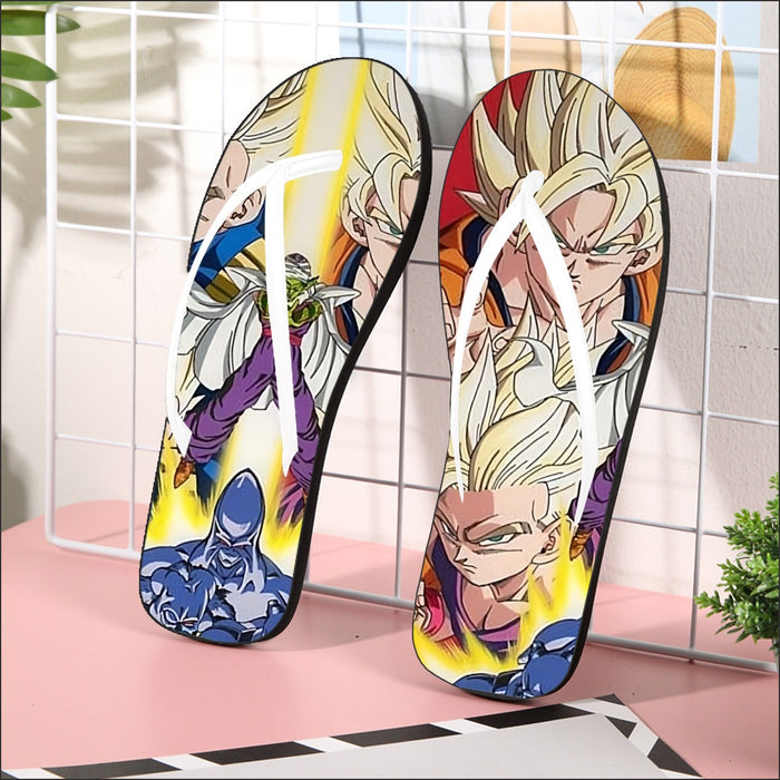 Dragon Ball Goku Vegeta Saiyan Piccolo Namekian Vibrant Design Flip Flops