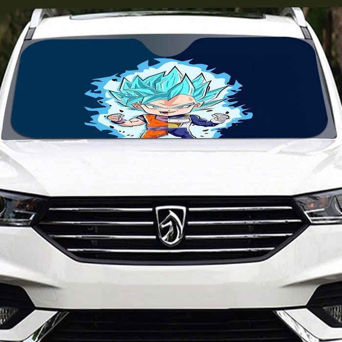 DBZ Goku Vegeta SSGSS God Blue Super Saiyan Chibi Sketch Windshield Sunshade