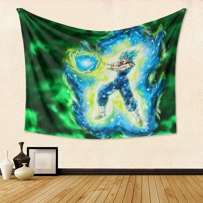 DBZ Goku Super Saiyan Blue SSGSS Kamehameha Power Attack Tapestry