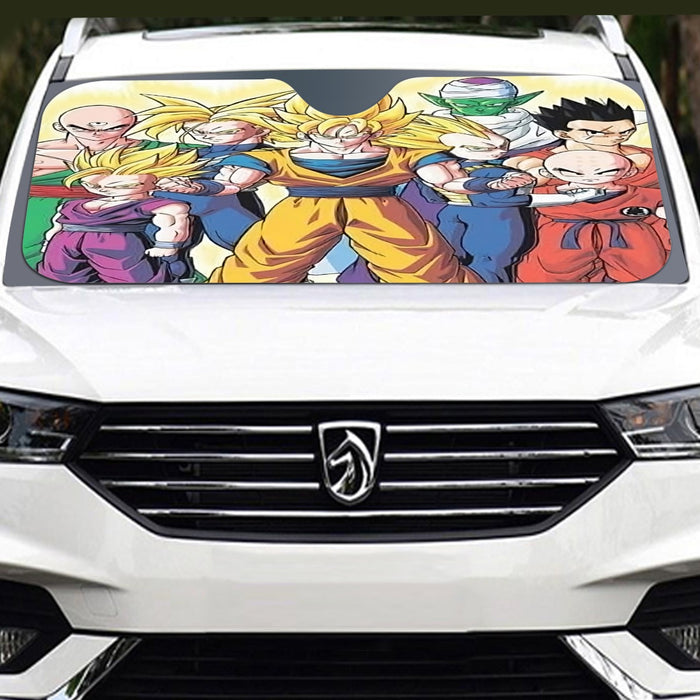 DBZ Goku Vegeta Super Saiyan Krillin Piccolo All Heroes Vibrant Design Windshield Sunshade