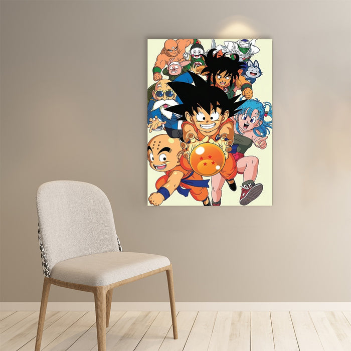 DBZ Kid Goku Master Roshi Bulma Krillin Chasing Dragon Ball Funny Paper poster