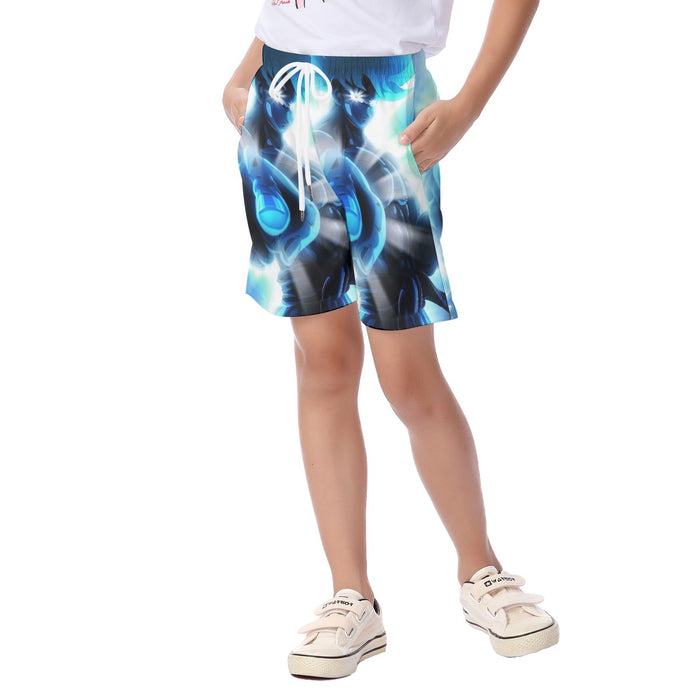 Dragon Ball Super Blue Son Goku Epic Ultra Instinct  Kid's Beach Shorts