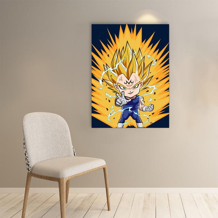 DBZ Majin Vegeta Super Saiyan Prince Power Aura Chibi Sketch Paper poster