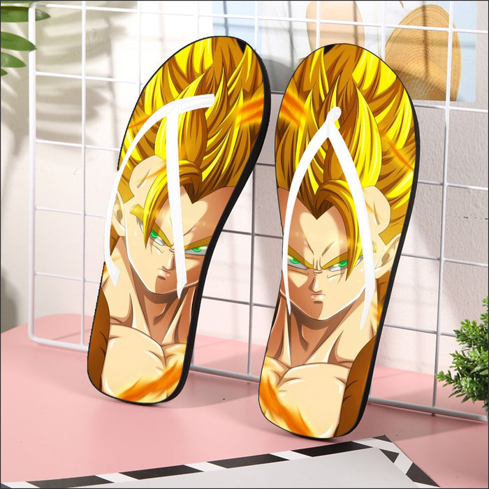 Dragon Ball Z Gogeta Super Saiyan Warrior Power Full Print Streetwear Cool Design Flip Flops