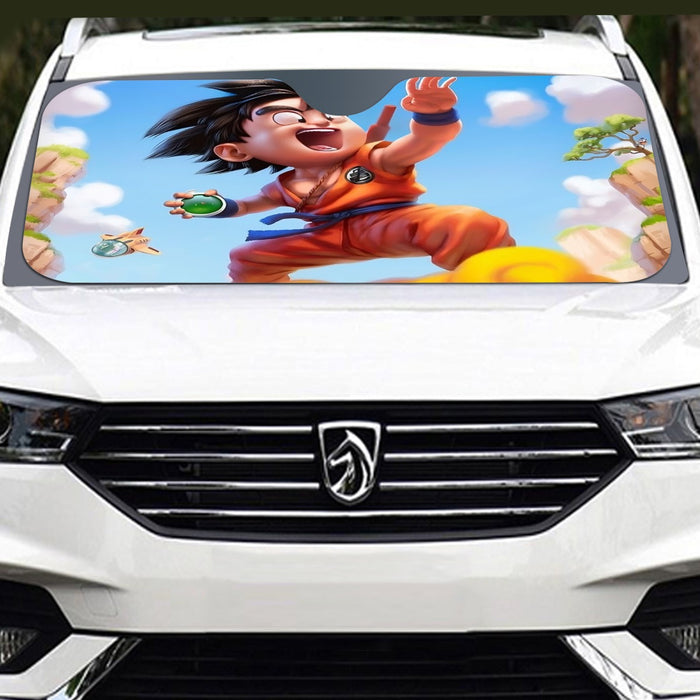 Dragon Ball Goku Kid Ride Flying Nimbus Cute Dope Streetwear Windshield Sunshade