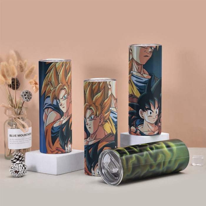 Goku Evolution from Kid to SSJ3 Transformation Dopest 3D Tumbler with twinkle surface