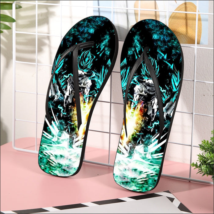 Dragon Ball Gogeta Super Saiyan Power Up Potara Fusion Design Flip Flops