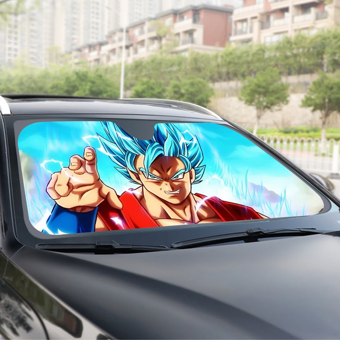 Dragon Ball Super Goku Blue Lightning SSGSS Design Windshield Sunshade