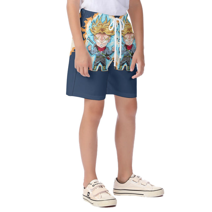 Dragon Ball Future Trunks Saga Super Saiyan Chibi Design Kid's Beach Shorts