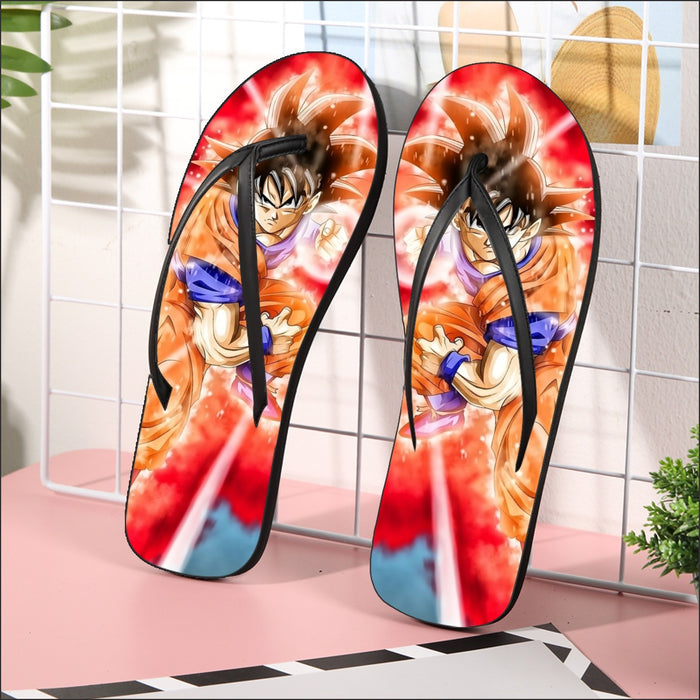 Dragon Ball Super Goku Red Kaioken Energy Epic Punch Flip Flops