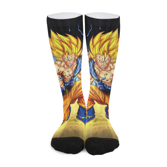 DBZ Goku Super Saiyan Thunder Power Damage Fight Cool Design Socks