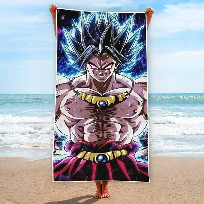 DBZ Legendary Super Saiyan Broly With Black Hair Beach Towel