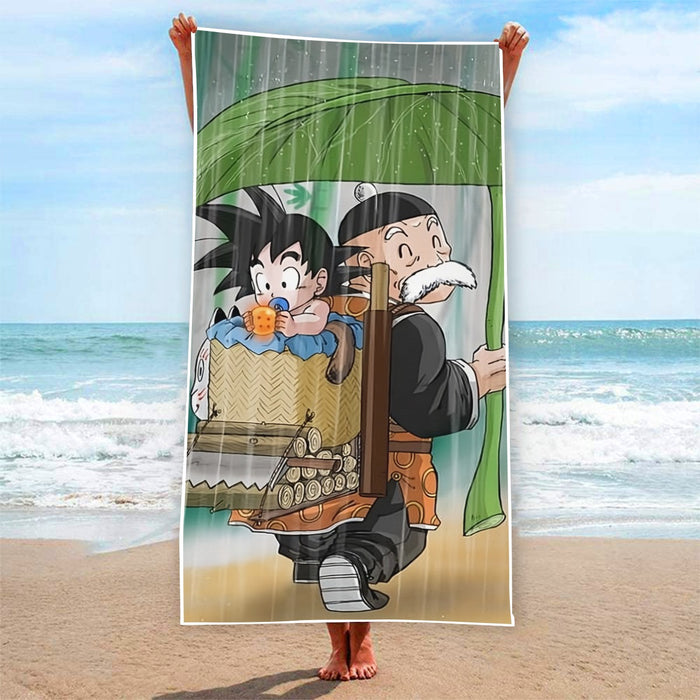 DBZ Kid Goku Super Saiyan Grandpa Gohan Cover Rain Cute Design Beach Towel