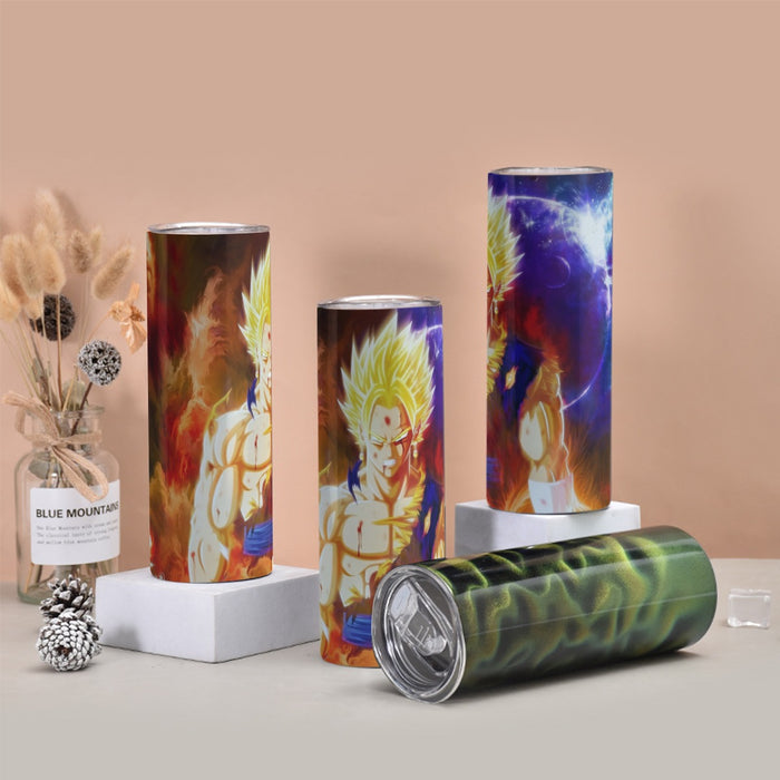 Dragon Ball Z Vegito Super Saiyan Angry Bruised Dope Tumbler with twinkle surface