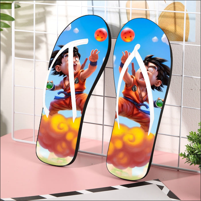 Dragon Ball Goku Kid Ride Flying Nimbus Cute Dope Streetwear Flip Flops