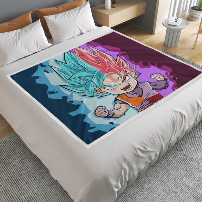 DBZ Goku Zamasu SSGSS God Blue Rose Super Saiyan Chibi Household Warm Blanket