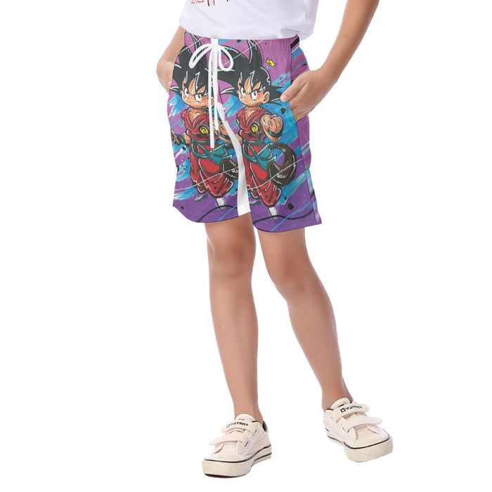 Dragon Ball Z  Kid Goku Graffiti Painting  Kid's Beach Shorts