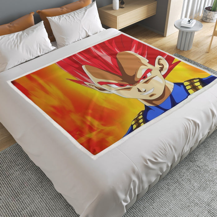 Dragon Ball Vegeta Super Saiyan Red God Vibrant Print Household Warm Blanket