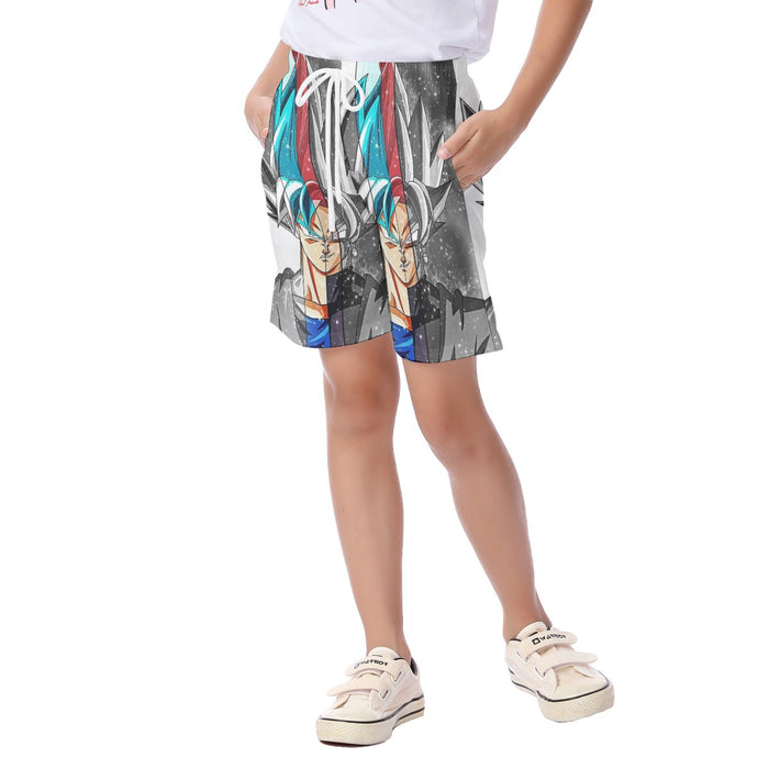 Dragon Ball Super All Super Saiyan Goku Forms Kid's Beach Shorts