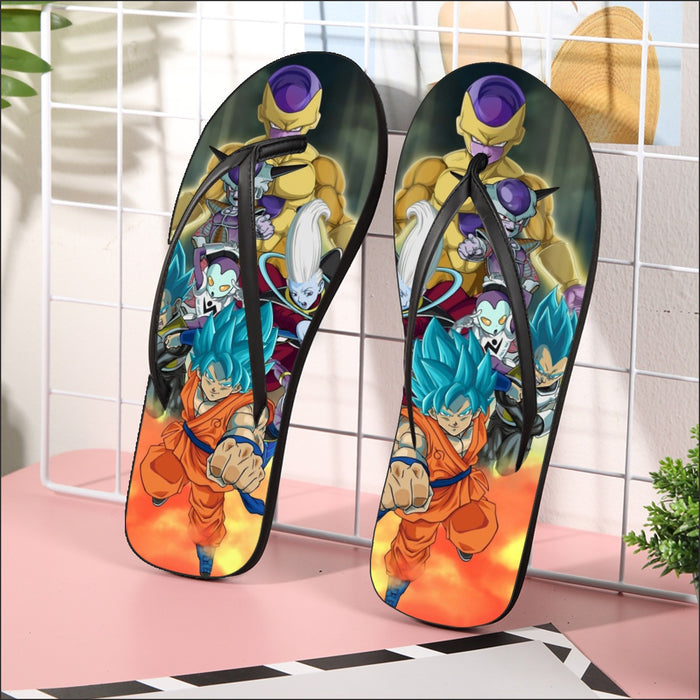 Dragon Ball Goku Vegeta Super Saiyan God Blue SSGSS Fight Villains Flip Flops