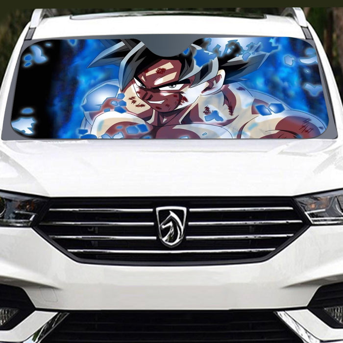 Dragon Ball Super Goku Blue Ultra Instinct Dope Grin Windshield Sunshade