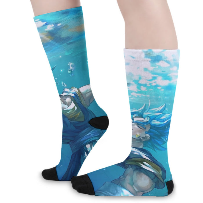 DBZ Relax Gogeta Ocean Blue Saiyan SSGSS Dope Design Socks