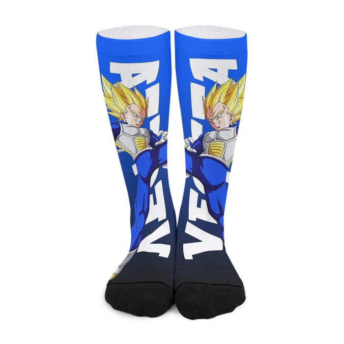 Vegeta With Background Word Dragon Ball Socks