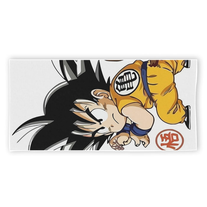 Cute Kid Goku Yellow Clothing Dragon Ball Z Beach Towel