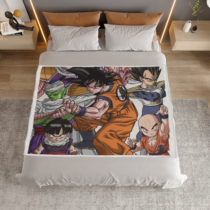 DBZ Goku Fighting Stance Gohan Piccolo Krillin Vegeta Frieza Color Household Warm Blanket