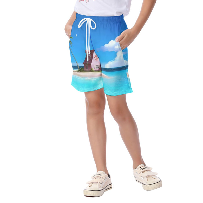 DBZ Master Roshi's Kame House Relax Vibe Concept Graphic Kid's Beach Shorts