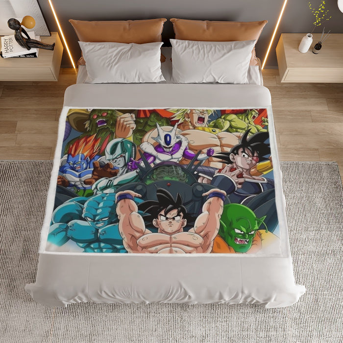 DBZ Goku Spirit Bomb Destroy Villains Cooler Broly Namek Vibrant Household Warm Blanket