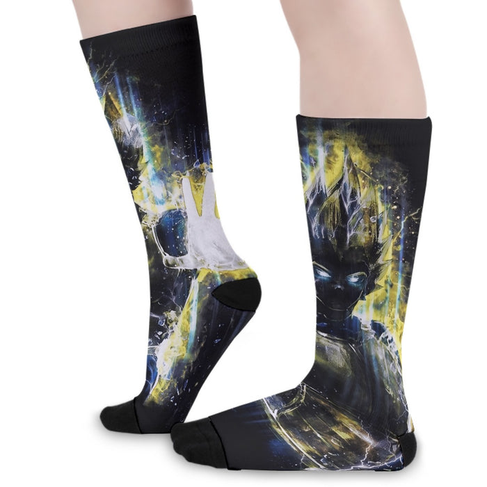 Dragon Ball Z Super Saiyan Vegeta Yellow Aura Epic Socks