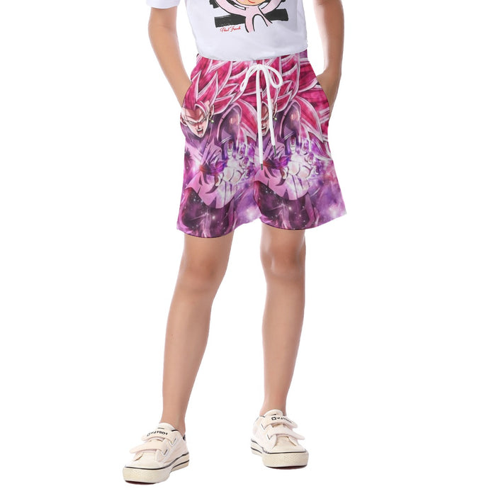 Dragon Ball Black Goku Rose 3 Ultra Instinct Epic 3D Kid's Beach Shorts