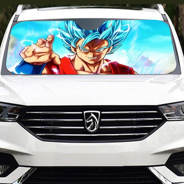 Dragon Ball Super Goku Blue Lightning SSGSS Design Windshield Sunshade