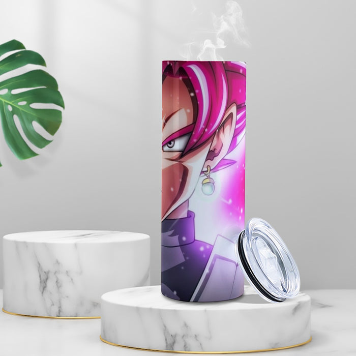 DBZ Goku God Half Rose and Golden Portrait Dope Design Tumbler with twinkle surface