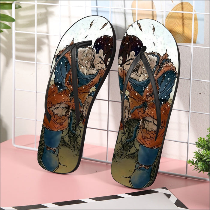 Dragon Ball Gohan Exhausted Sad Simple Design Vintage Streetwear Flip Flops