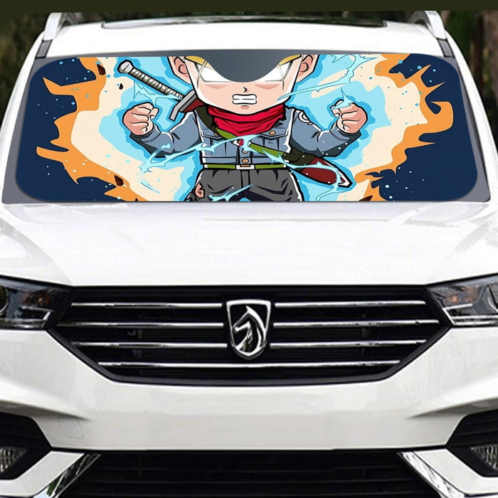 Dragon Ball Future Trunks Saga Super Saiyan Chibi Design Windshield Sunshade