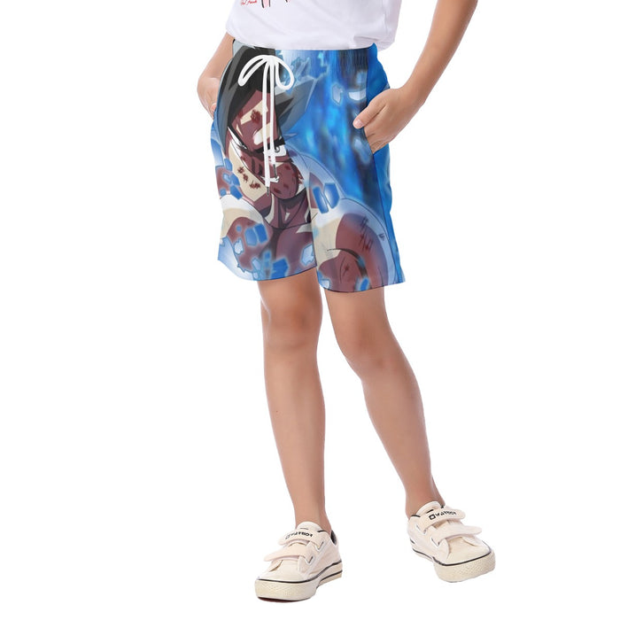 Dragon Ball Super Goku Blue Ultra Instinct Dope Grin Kid's Beach Shorts