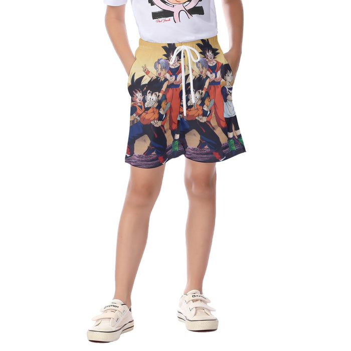 Dragon Ball Son Goku Happy Family Kid's Beach Shorts