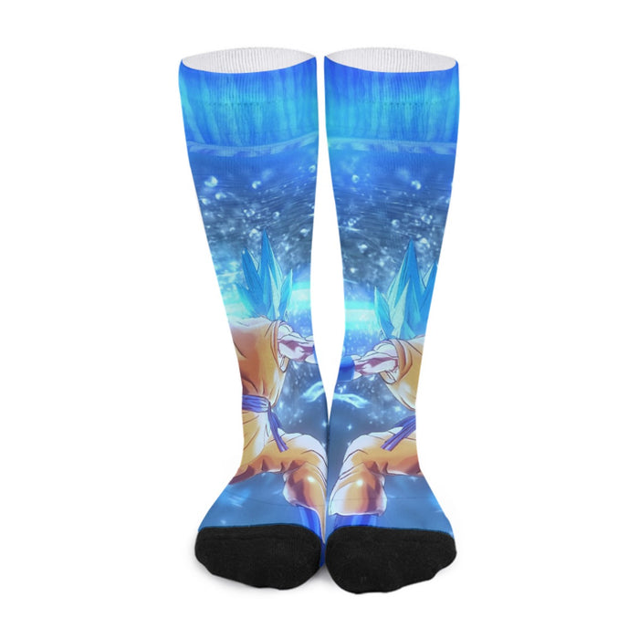 DBZ Goku SSGSS Saiyan God Blue Aura Blasting Streetwear Socks