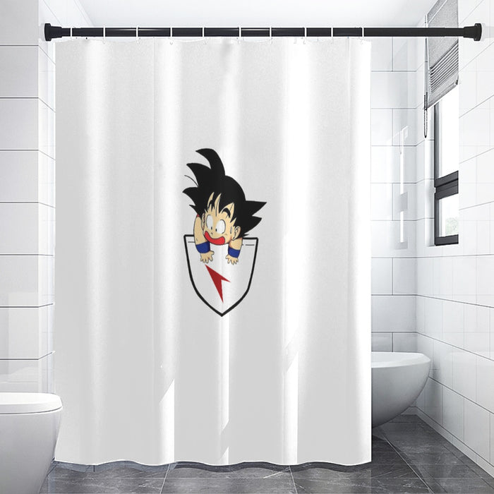 Dragon Ball Kid Goku Coming Out Of Pocket Shower Curtains