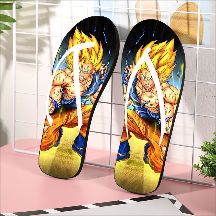 DBZ Goku Super Saiyan Thunder Power Damage Fight Cool Design Flip Flops