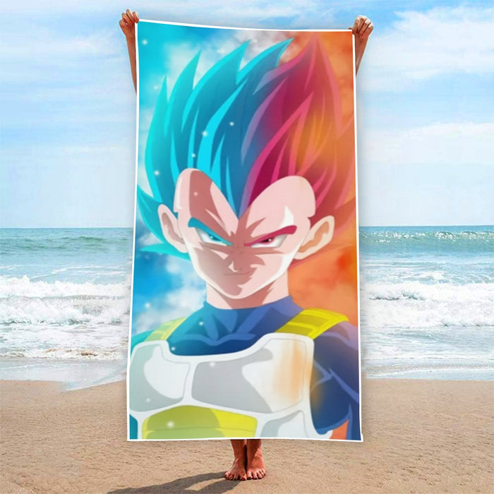 DBZ Vegeta Super Saiyan God Blue SSGSS Cool Portraits Beach Towel