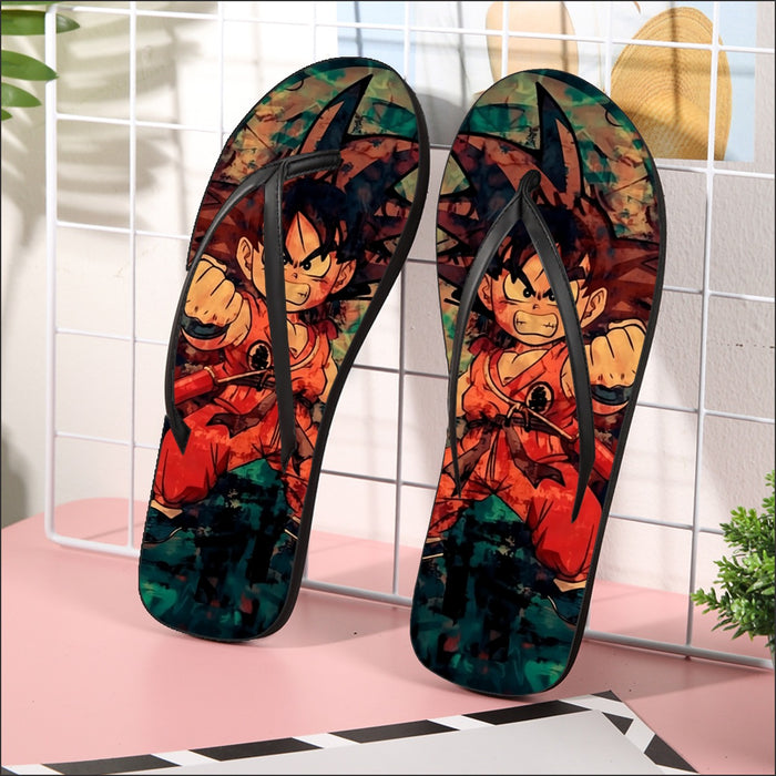 Kid Young Goku Vintage Tie Dye Painting Stylish DBZ 3D Flip Flops