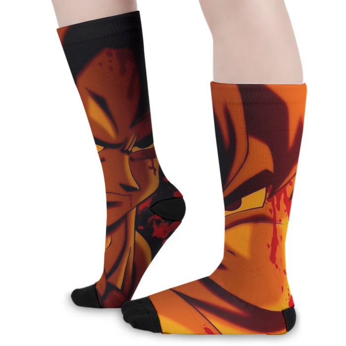 Dragon Ball Z Pissed Serious Son Goku Dope Orange Socks