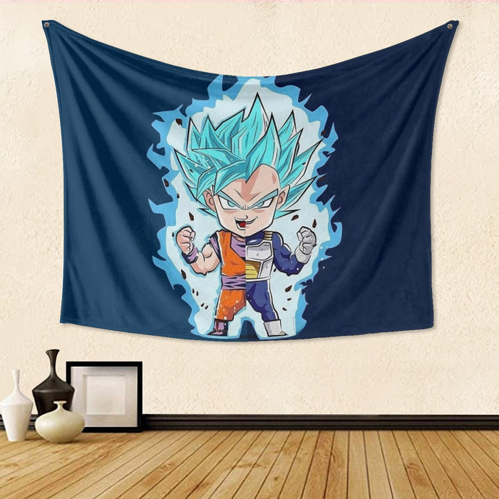 DBZ Goku Vegeta SSGSS God Blue Super Saiyan Chibi Sketch Tapestry