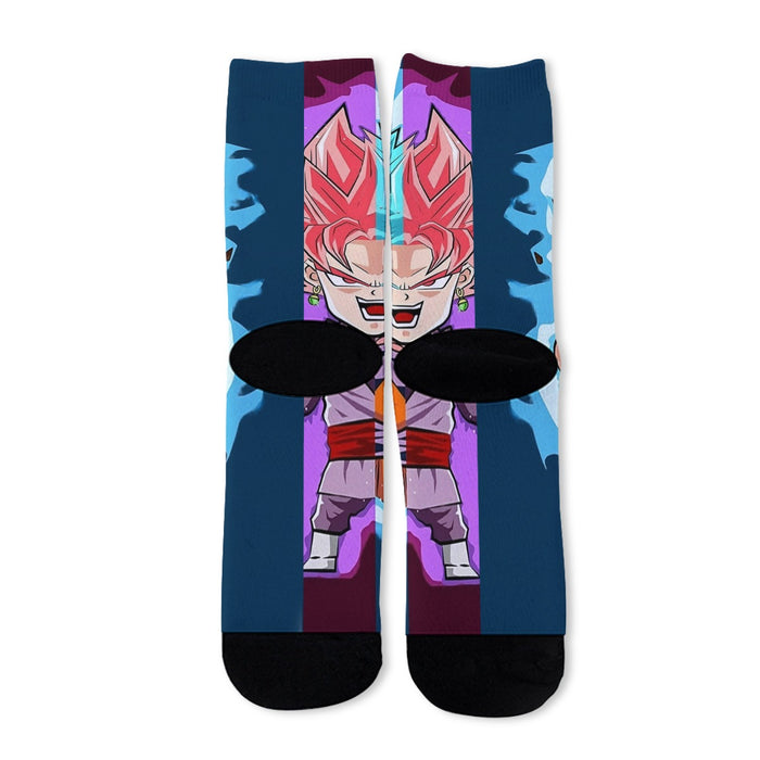 DBZ Goku Zamasu SSGSS God Blue Rose Super Saiyan Chibi Socks