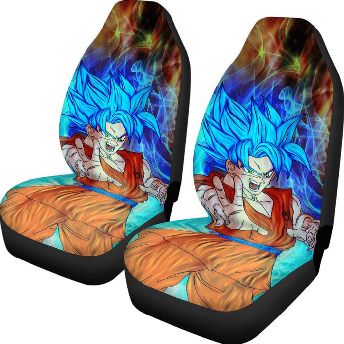 DBZ Goku Super Saiyan God Blue SSGSS Power Aura Fire Theme Design Car Seat Cover