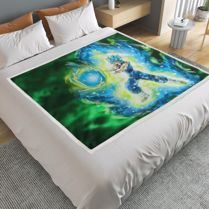 DBZ Goku Super Saiyan Blue SSGSS Kamehameha Power Attack Household Warm Blanket