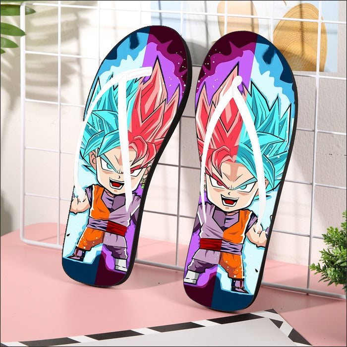 DBZ Goku Zamasu SSGSS God Blue Rose Super Saiyan Chibi Flip Flops
